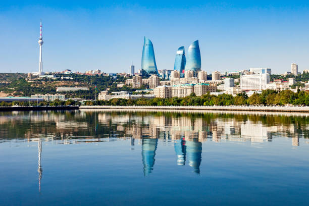 Baku city skyline. Baku is the capital and largest city of Azerbaijan.